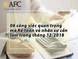 06 công việc quan trọng mà Kế toán và nhân sự cần làm trong tháng 12/2018
